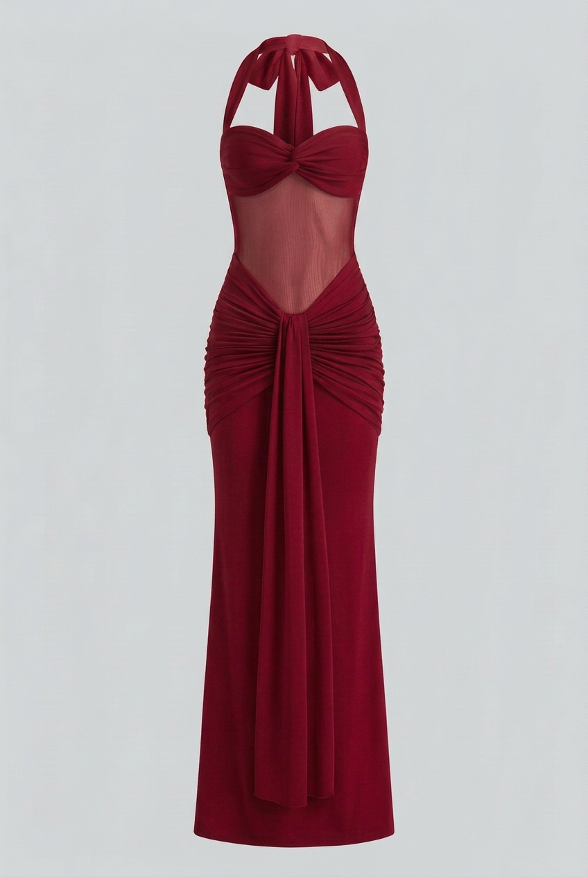 Elena | Elegant Halter Maxi Dress - ginlerie 0