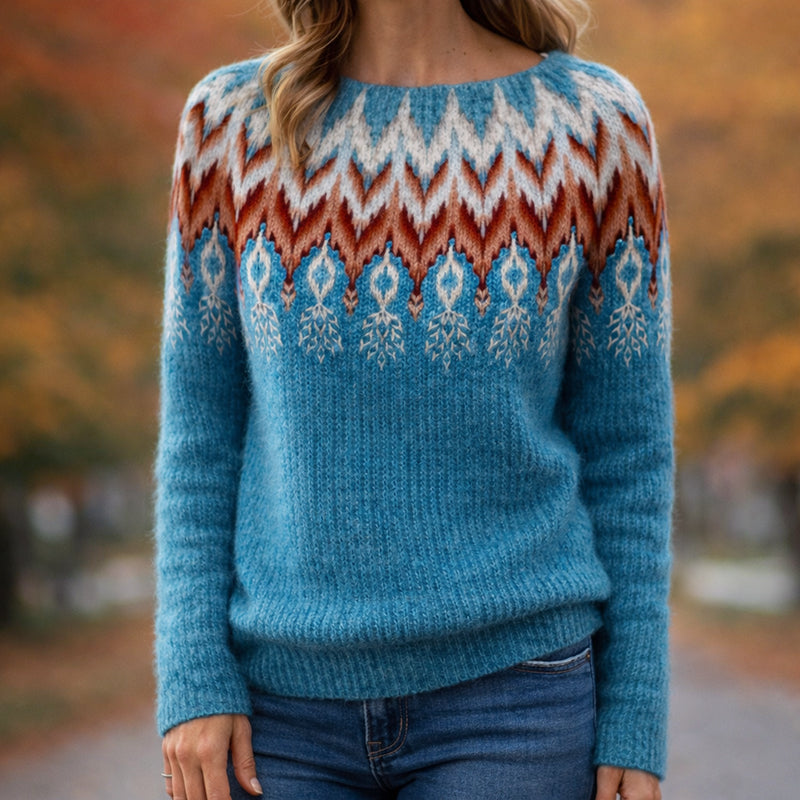 Elena | Fair Isle Knit Sweater - ginlerie 0