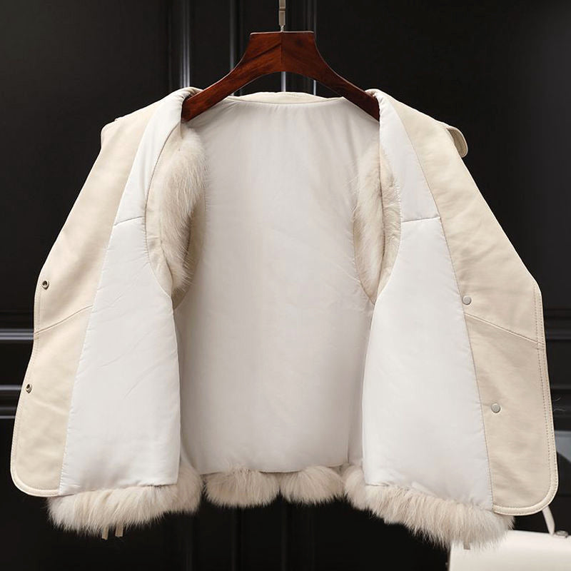 Elena | Faux Fur Lapel Collar Vest with Waist Tie - ginlerie 5