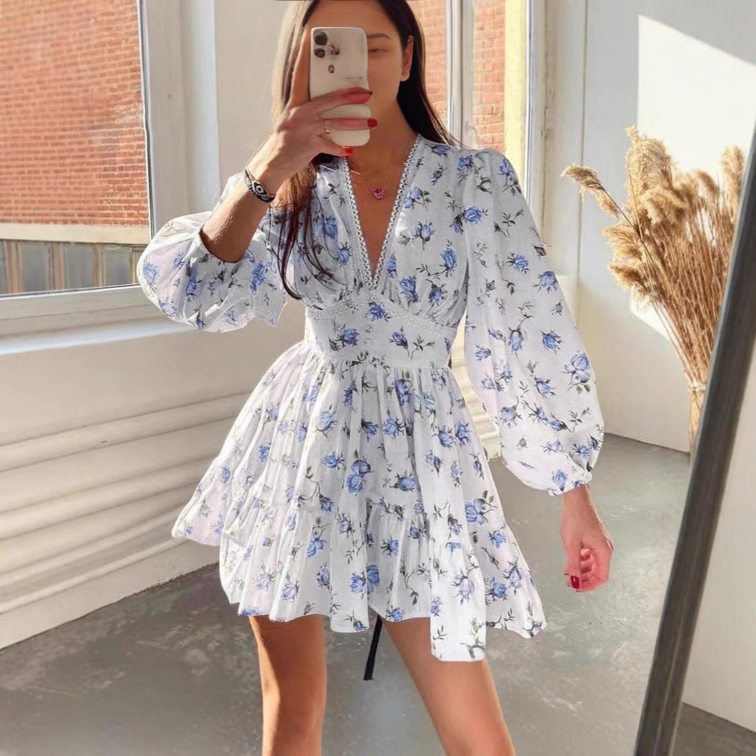 Elena | Floral Print A-Line Dress - ginlerie 5