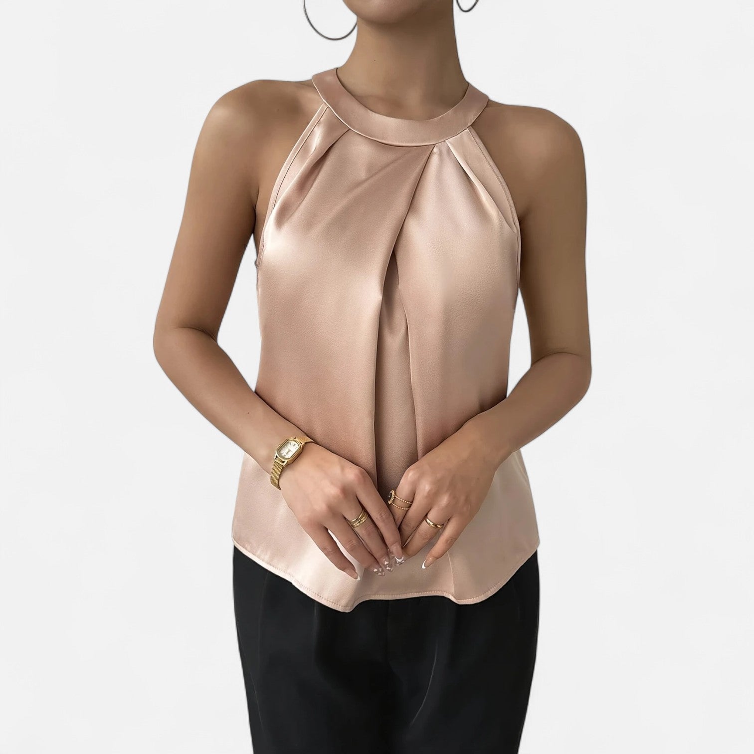 Elena | High Neck Satin Tank Top - ginlerie 3