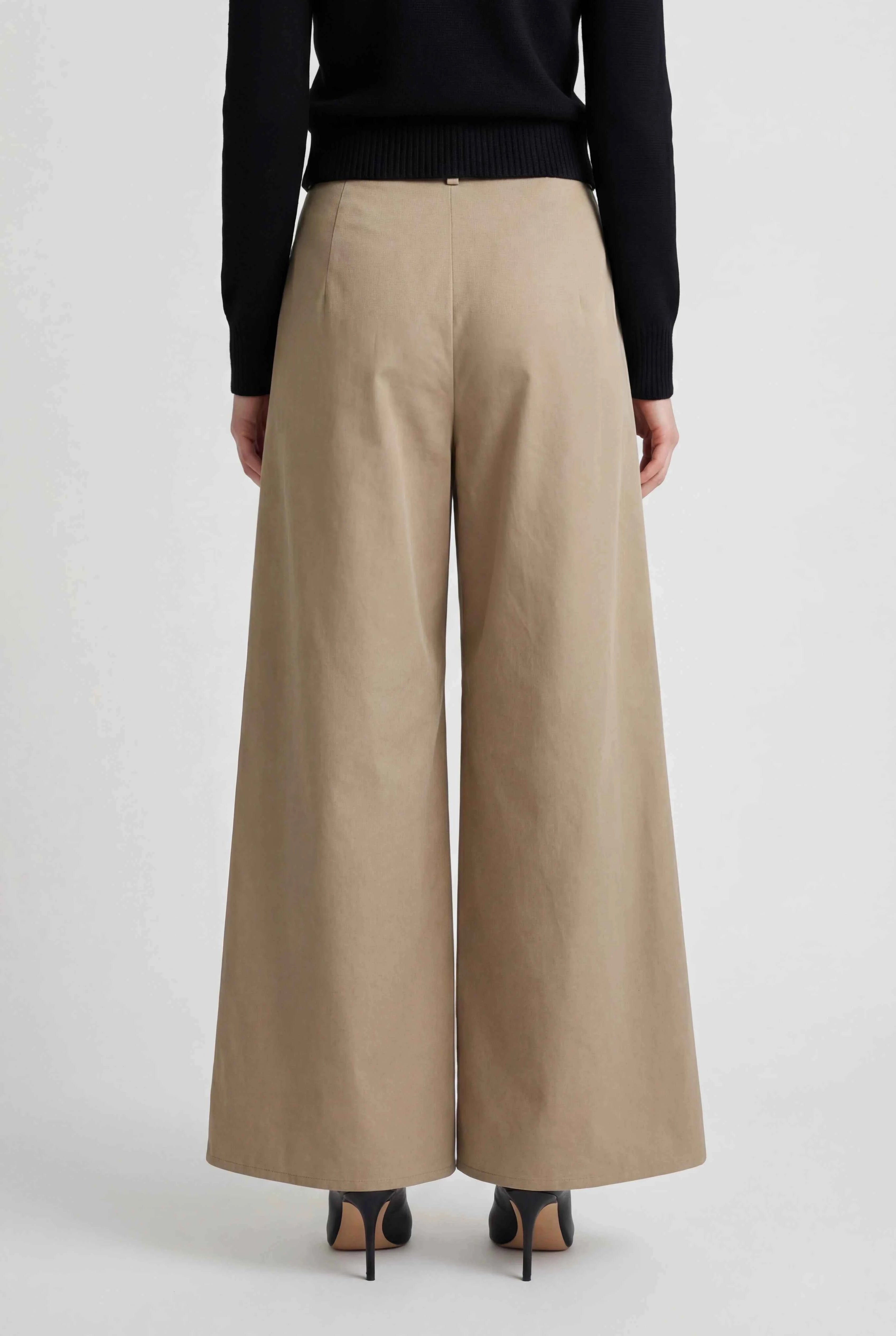 Elena | Khaki Palazzo Pants - ginlerie 2