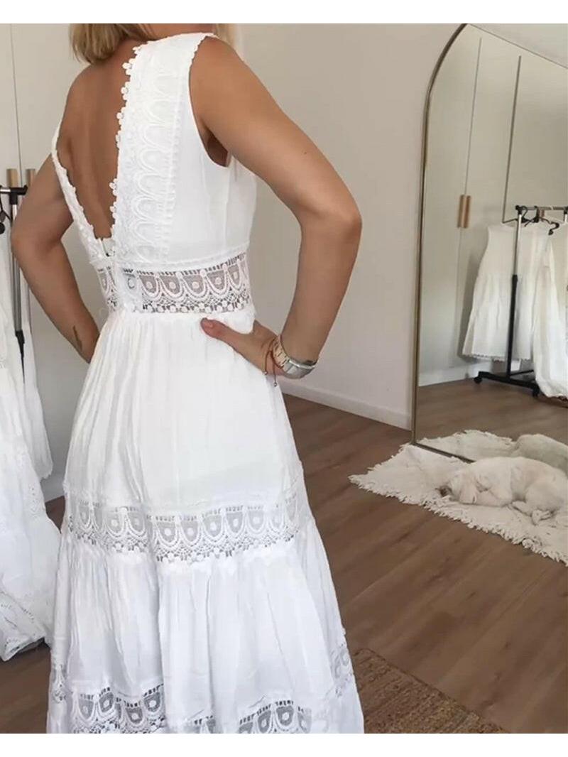 Elena | Lace V-Neck Maxi Dress - ginlerie 2