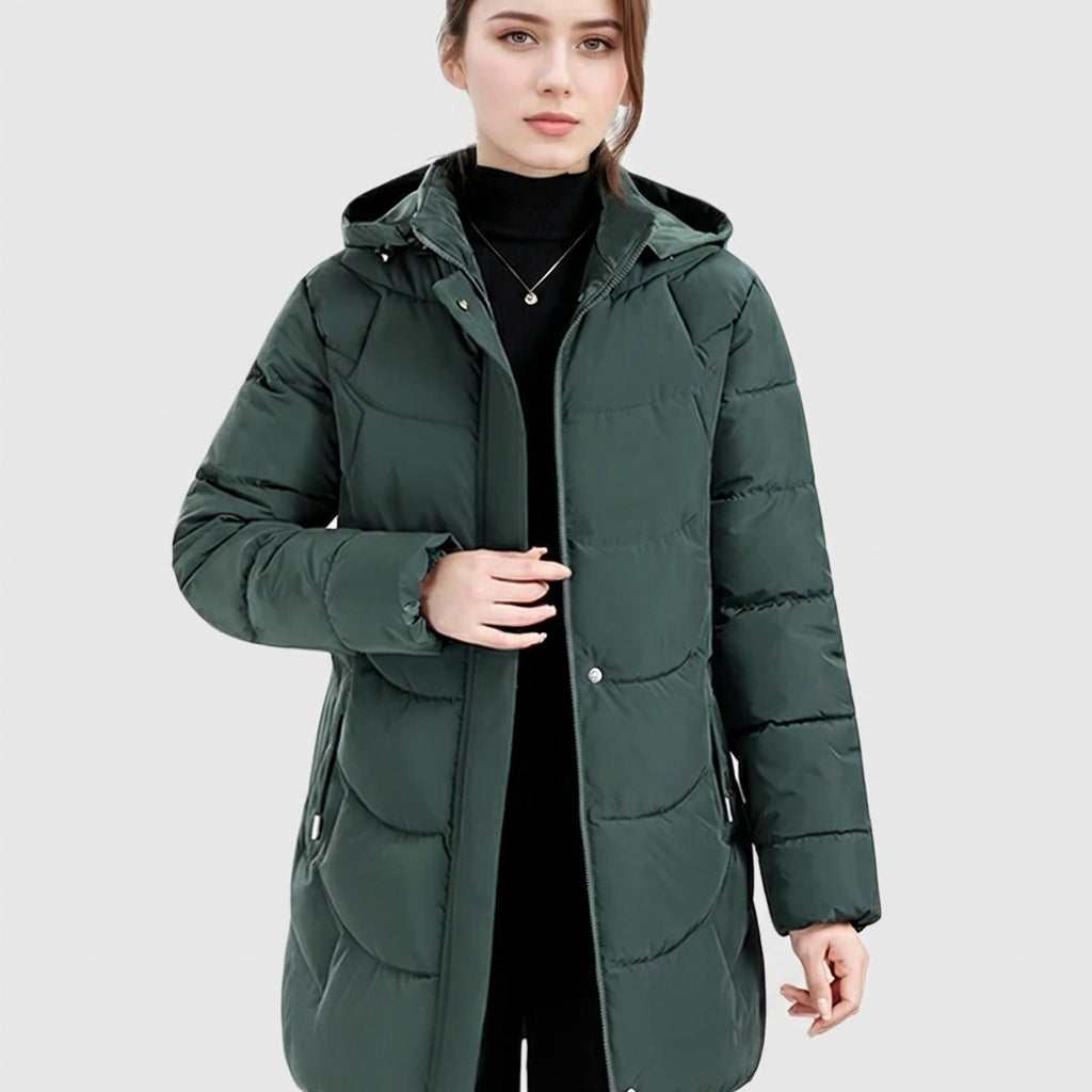 Elena | Long Hooded Puffer Coat - ginlerie 0