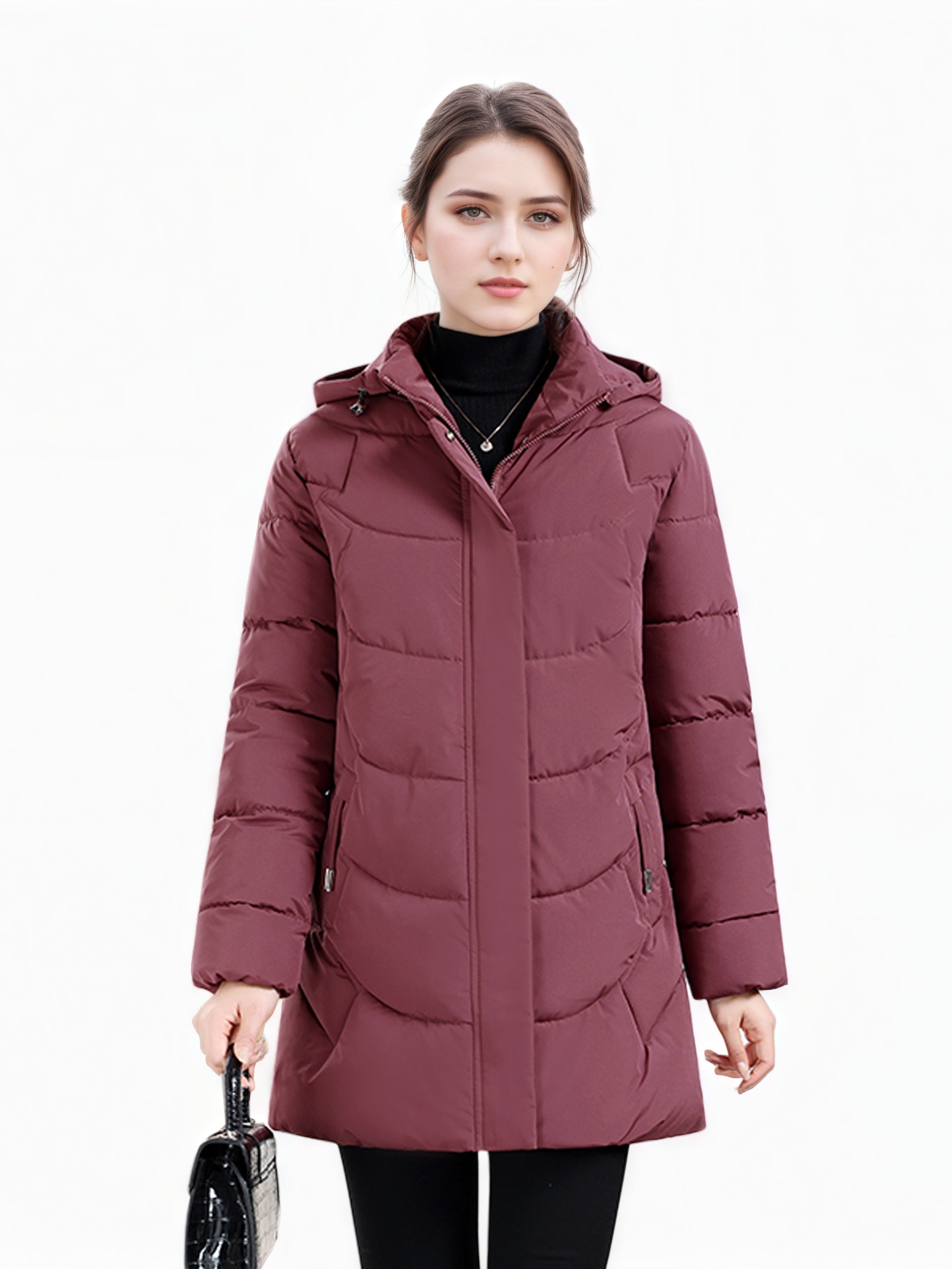 Elena | Long Hooded Puffer Coat - ginlerie 6