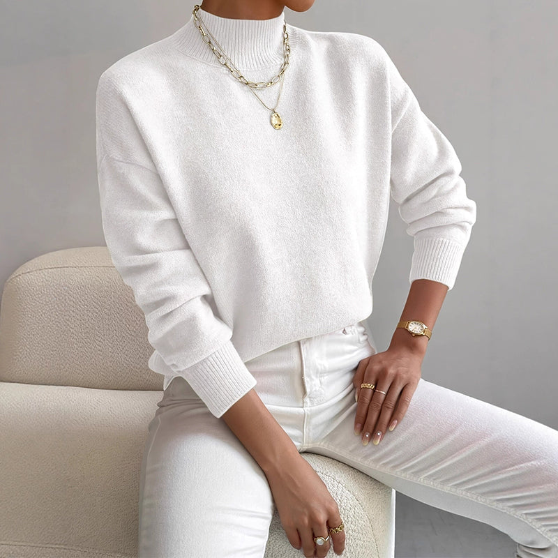 Elena | Mock Neck Knit Sweater - ginlerie 3