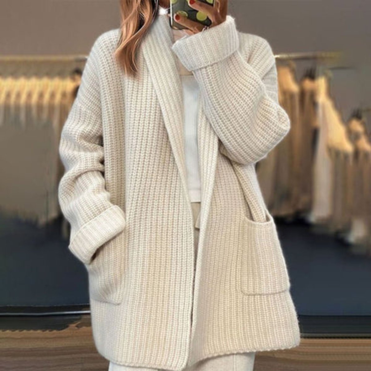 Elena | Oversized Knitted Cardigan Sweater - ginlerie 0
