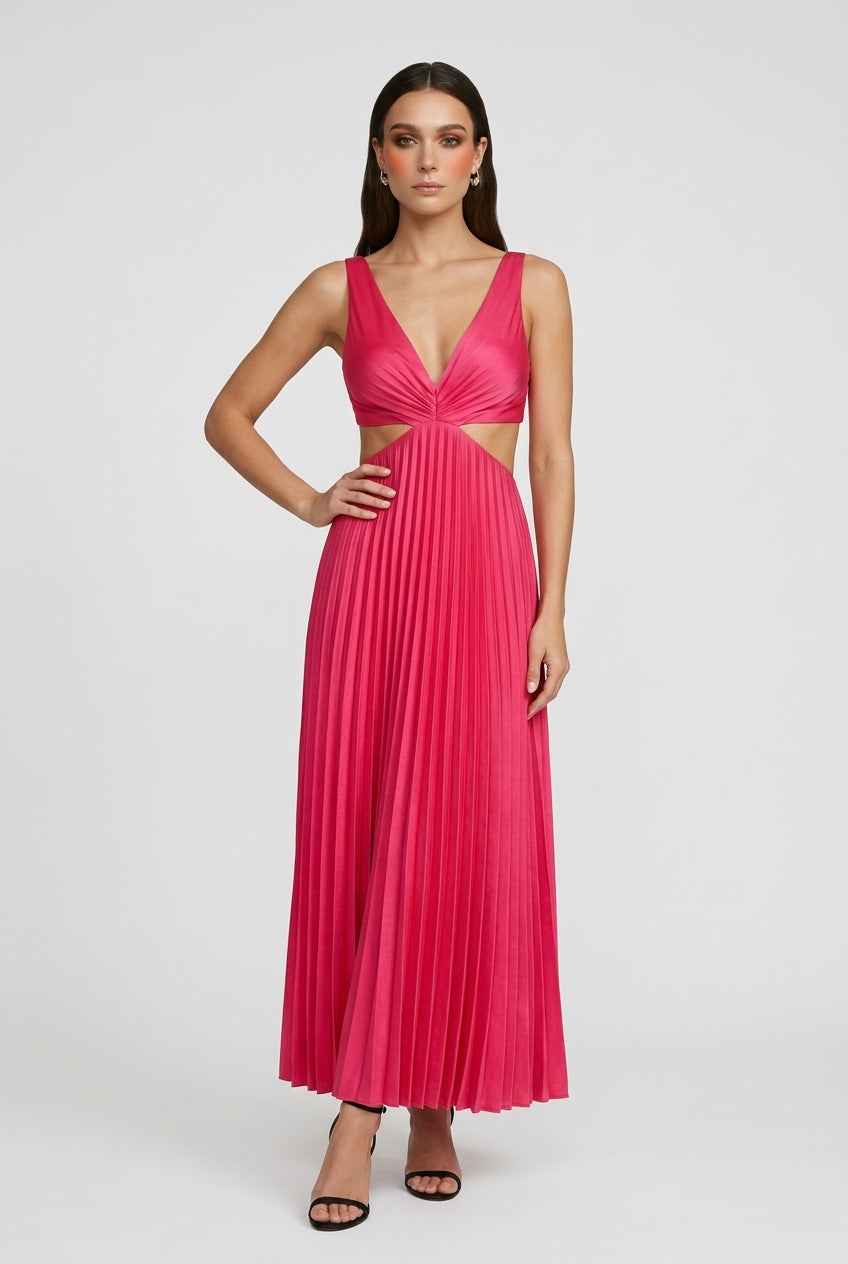 Elena | Pleated Maxi Dress - ginlerie 4