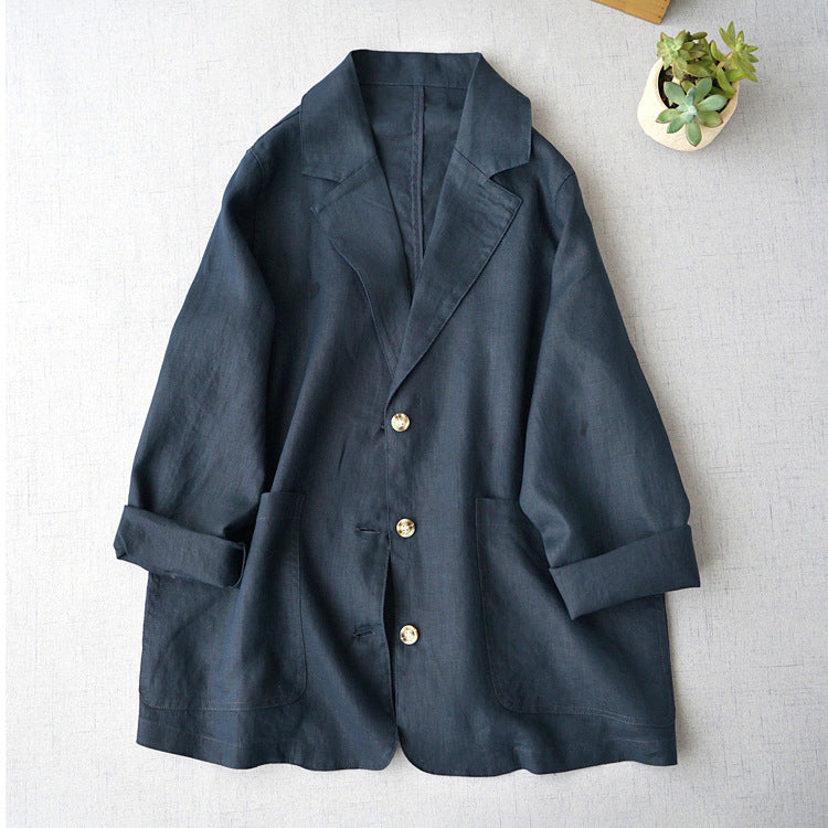 Elena | Relaxed Fit Linen Blazer - ginlerie 1