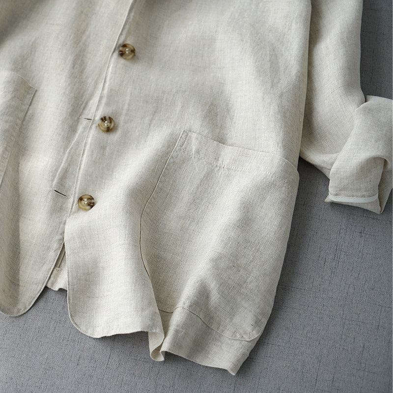 Elena | Relaxed Fit Linen Blazer - ginlerie 4