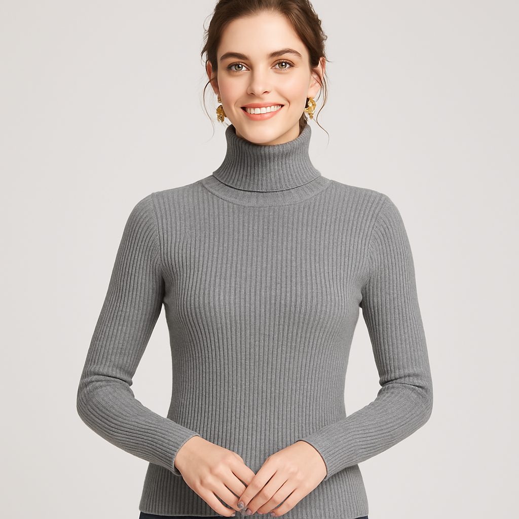 Elena | Slim Fit Ribbed Turtleneck Sweater - ginlerie 5