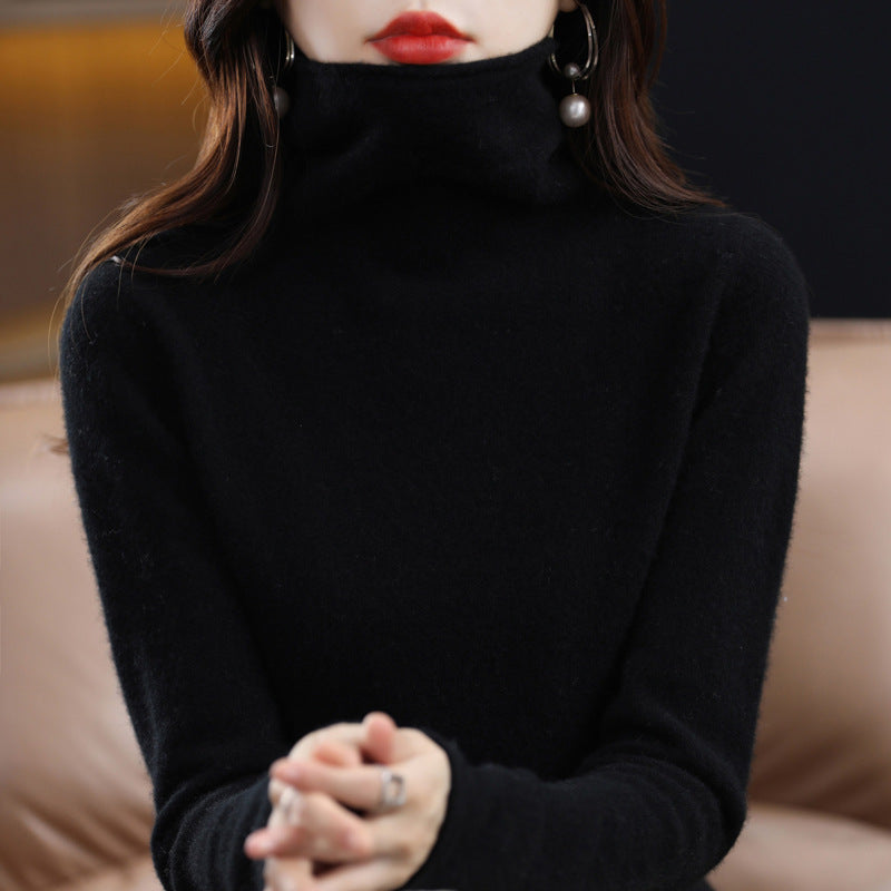 Elena | Stacked Collar Wool Blend Sweater - ginlerie 1