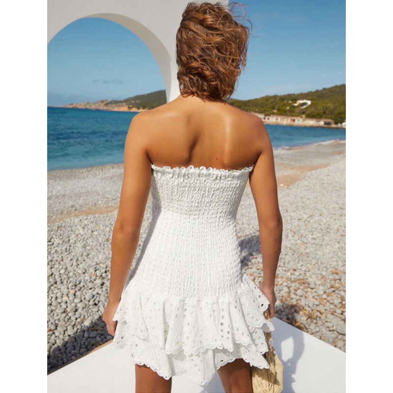 Elena | Strapless White Mini Dress - ginlerie 3