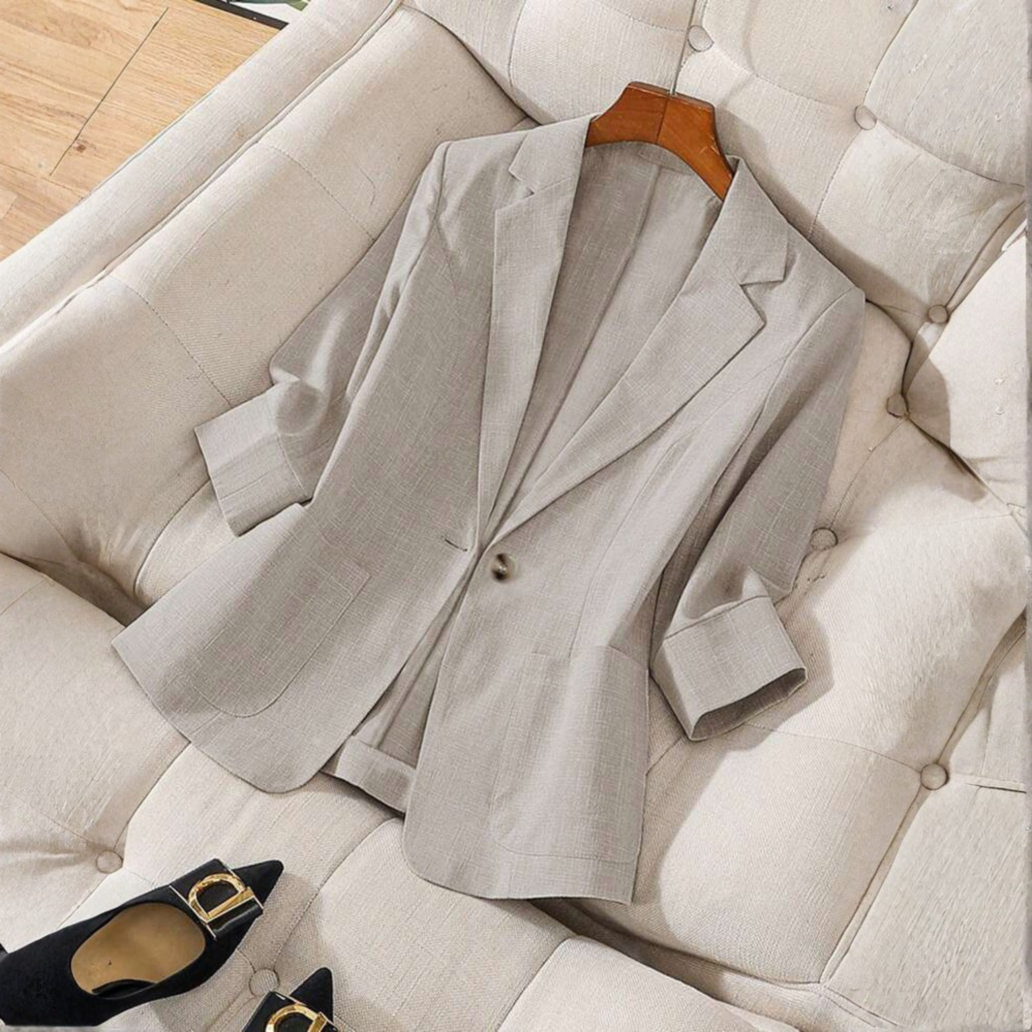 Elena | Striped Contrast Blazer - ginlerie 0