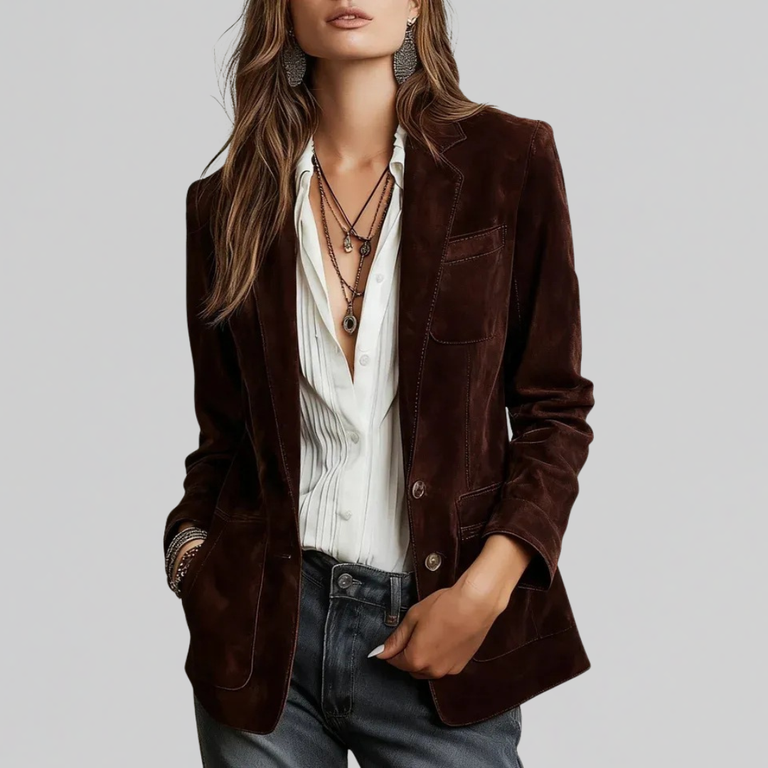 Elena | Suede-Touch Relaxed Fit Blazer - ginlerie 2