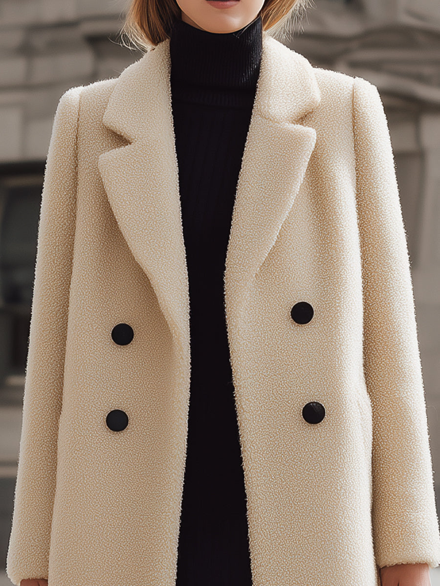 Elena | Textured Double-Breasted Winter Coat - ginlerie 1