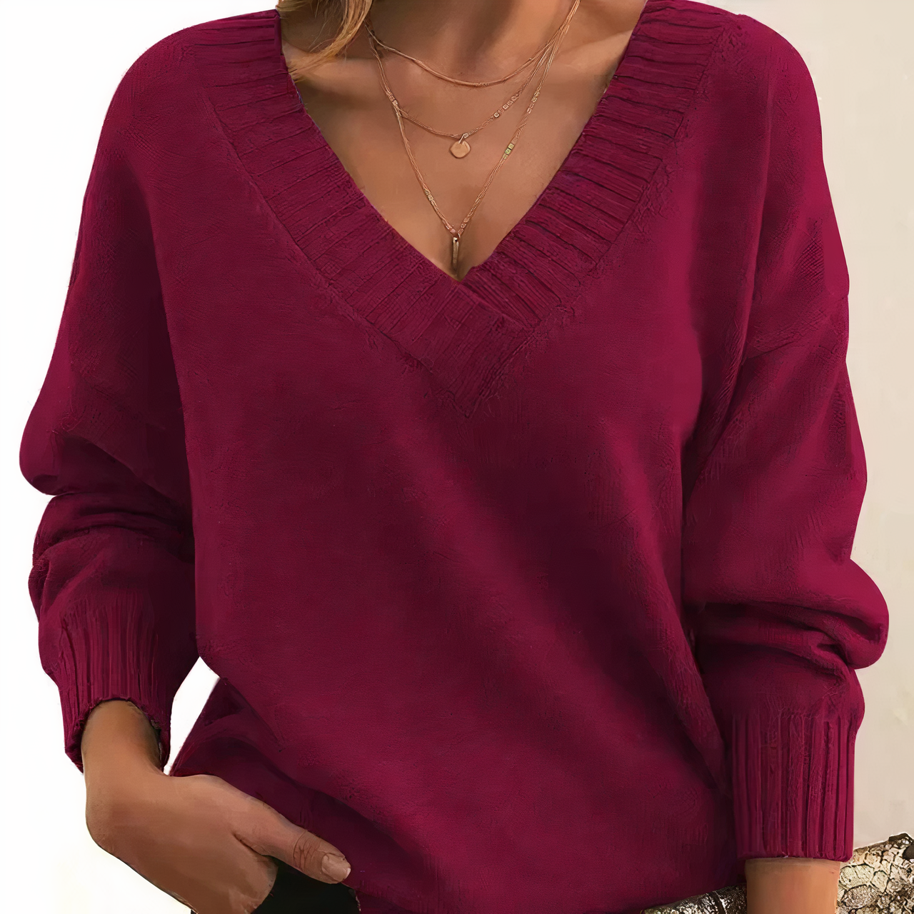 Elena | V-Neck Knit Sweater - ginlerie 6