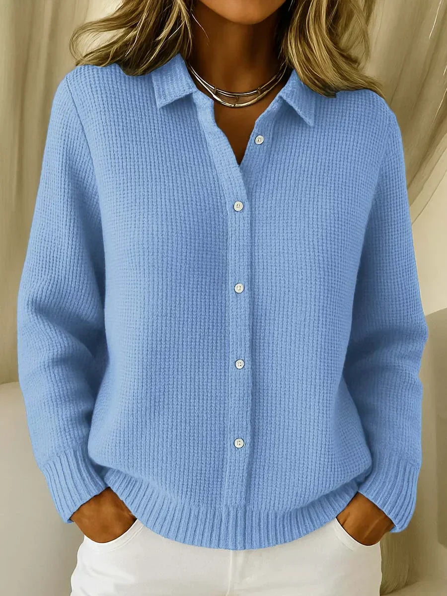 Elena | Waffle Knit Cardigan Sweater - ginlerie 0