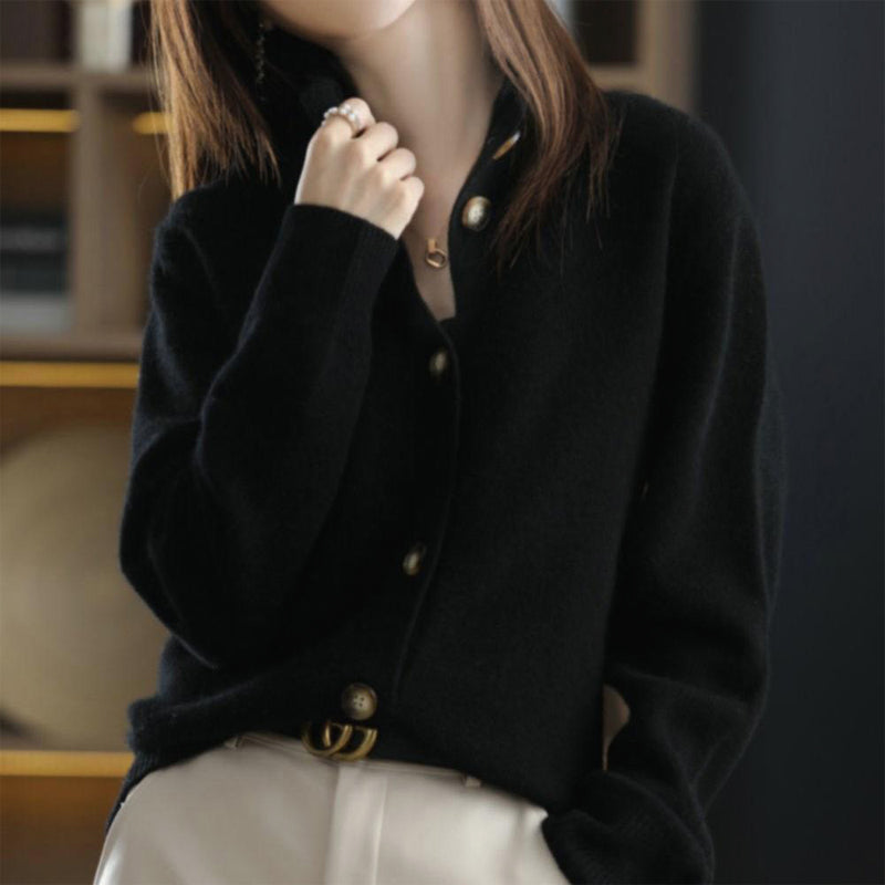 Elena | Wool Blend Cardigan Sweater - ginlerie 4