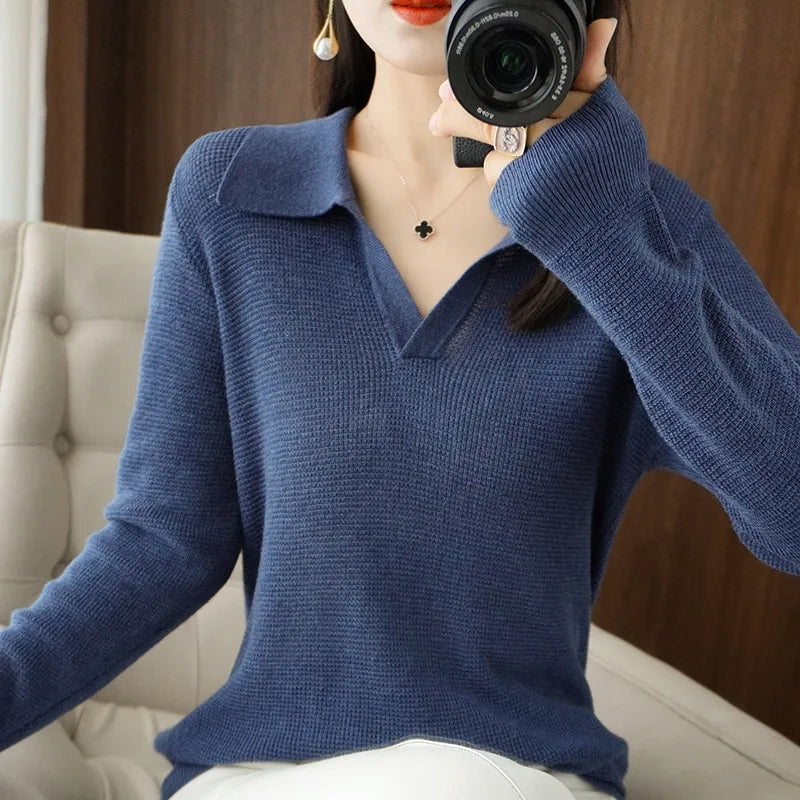 Elise | V-Neck Knit Pullover - ginlerie 0