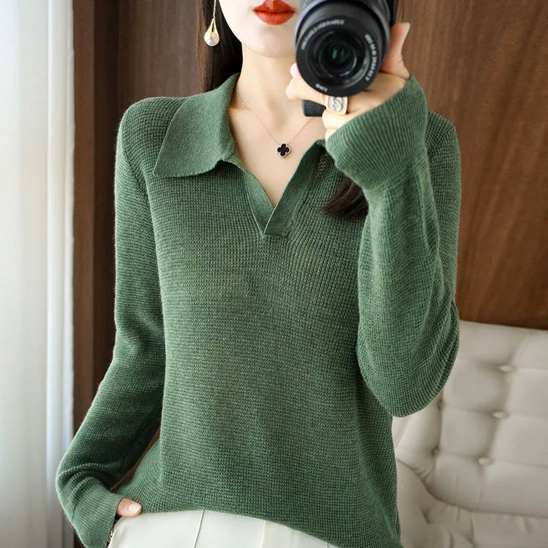 Elise | V-Neck Knit Pullover - ginlerie 2
