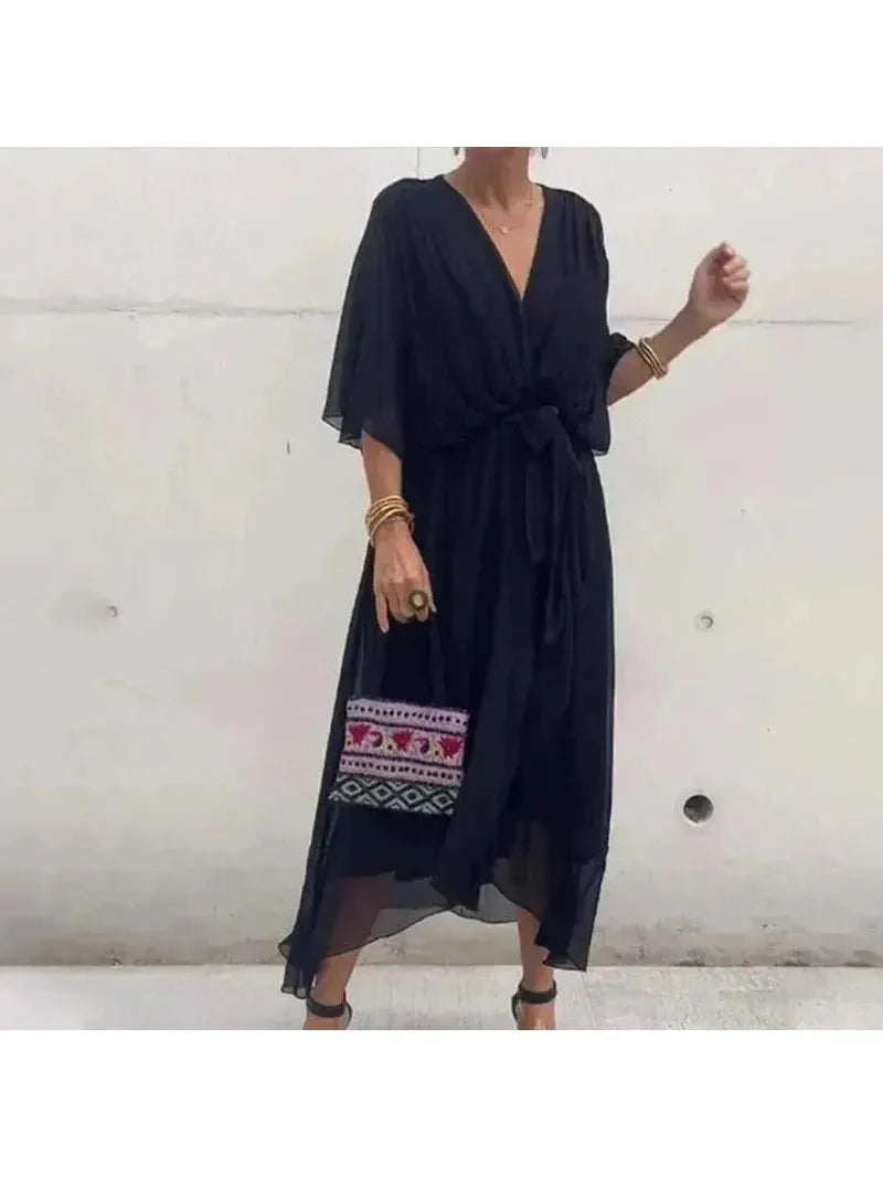 Eva | Elegant Black Summer Dress - ginlerie 0