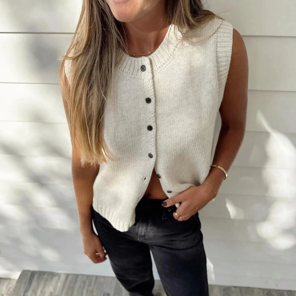 Freya | Sleeveless Knit Vest Cardigan - ginlerie 5