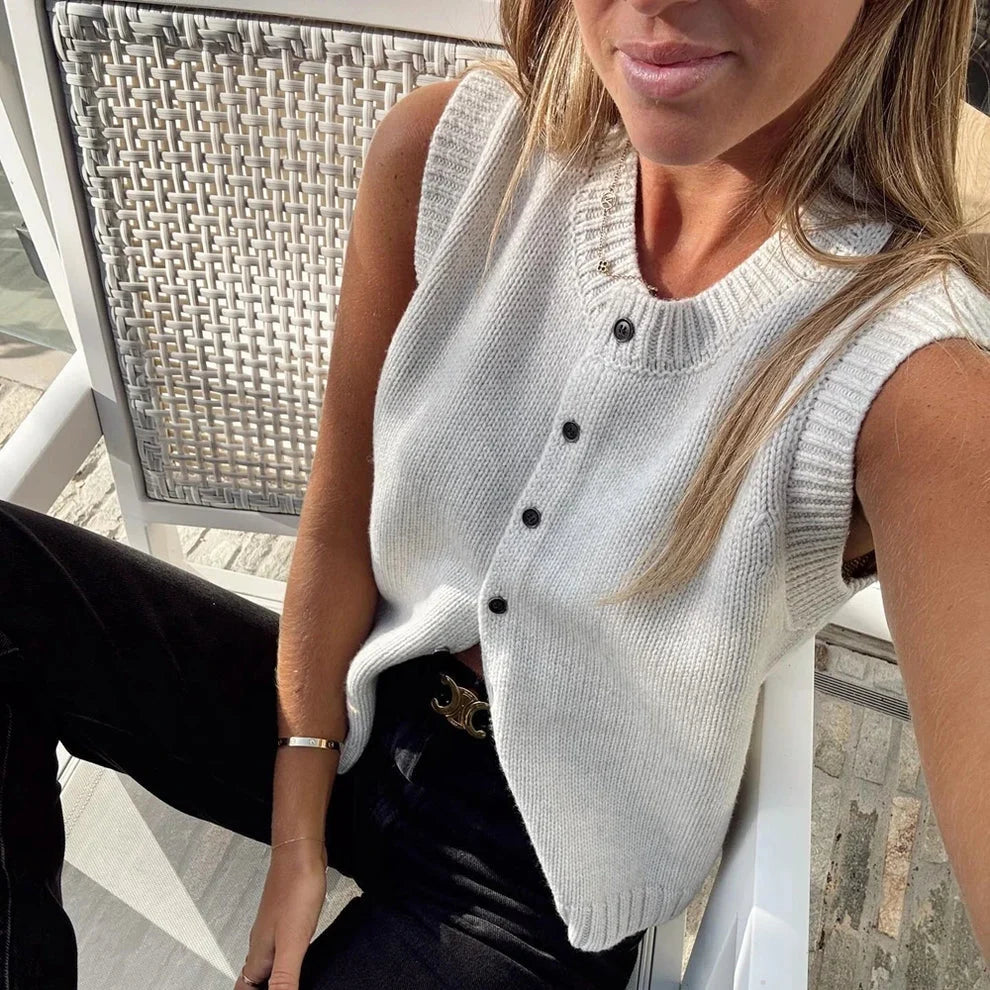Freya | Sleeveless Knit Vest Cardigan - ginlerie 6