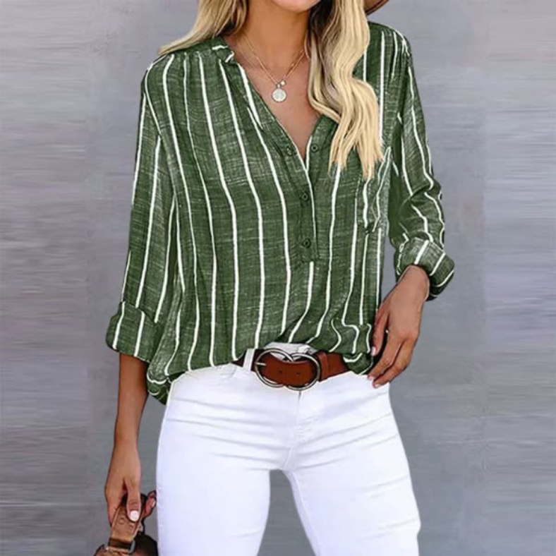 Freya | Striped Button Top - ginlerie 3