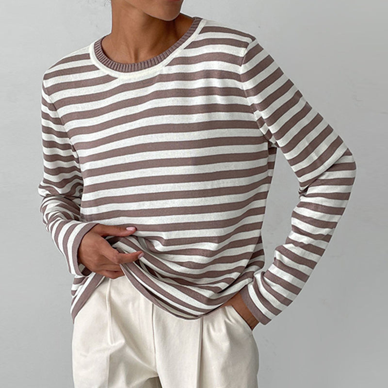 Freya | Striped Cotton Pullover Sweater - ginlerie 4