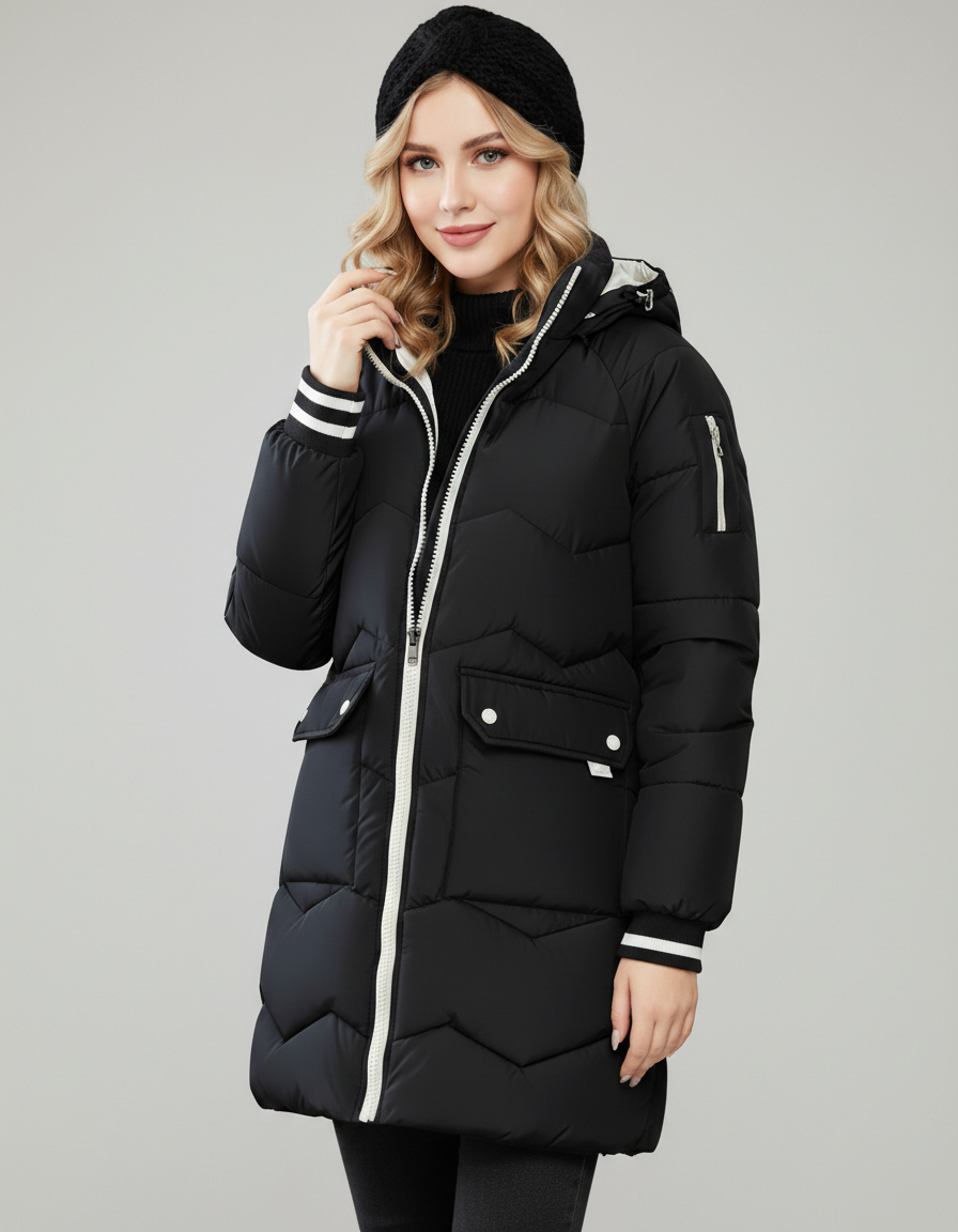 Gemma | Sporty Contrast-Lined Puffer Coat - ginlerie 1