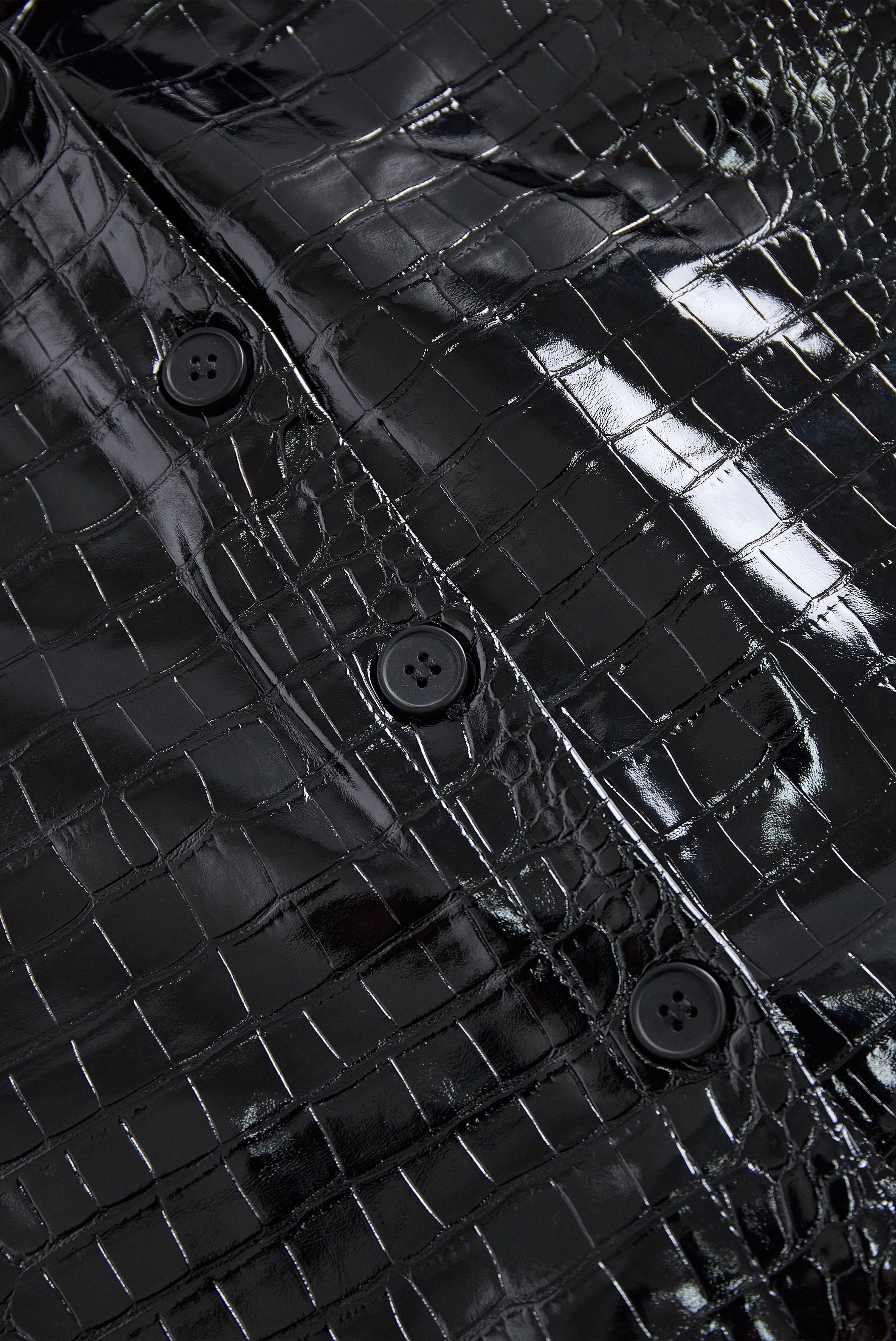 Glossy Black Crocodile Embossed Long Sleeve Shirt for Modern Luxury Style 3