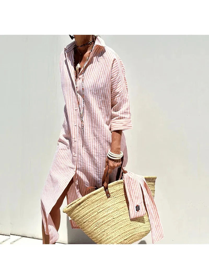 Grace | Striped Shirt Dress - ginlerie 0