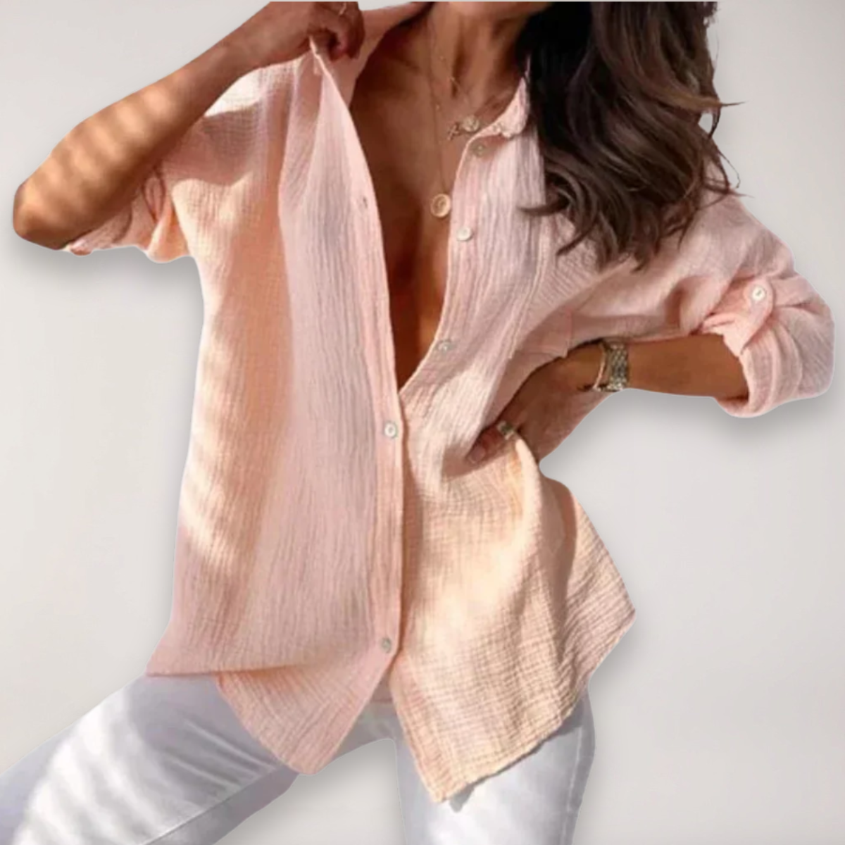Hazel | Button Front Roll Up Shirt - ginlerie 0