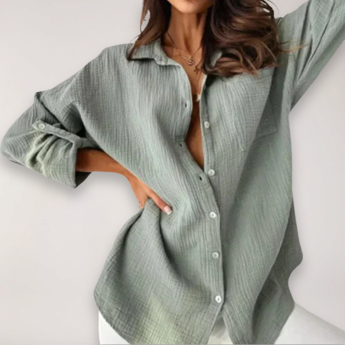 Hazel | Button Front Roll Up Shirt - ginlerie 1