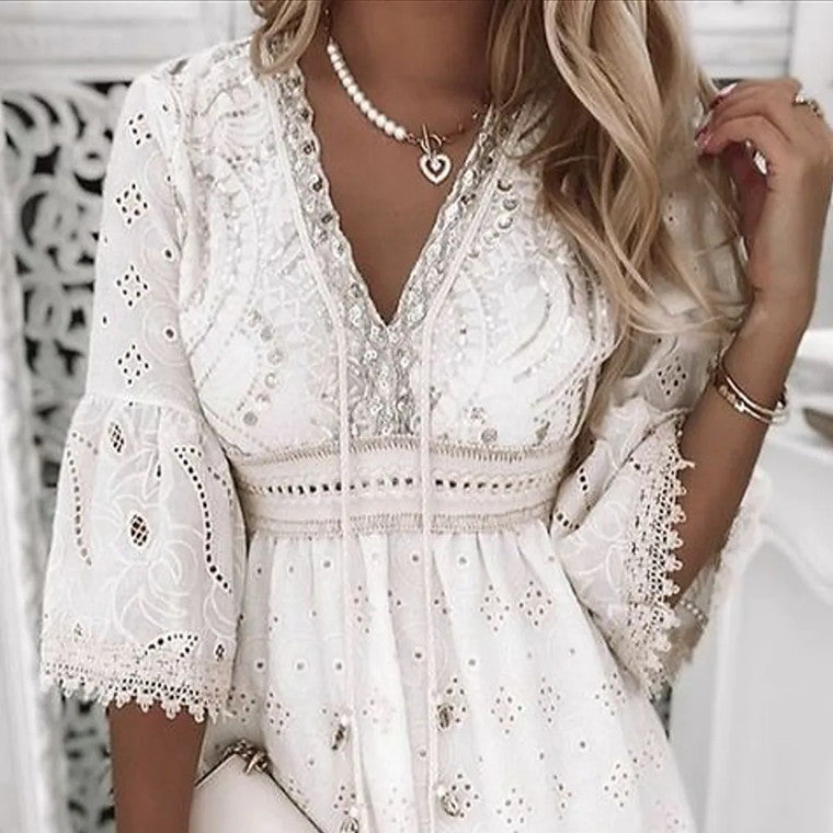 Isadora | V-Neck Dress - ginlerie 1