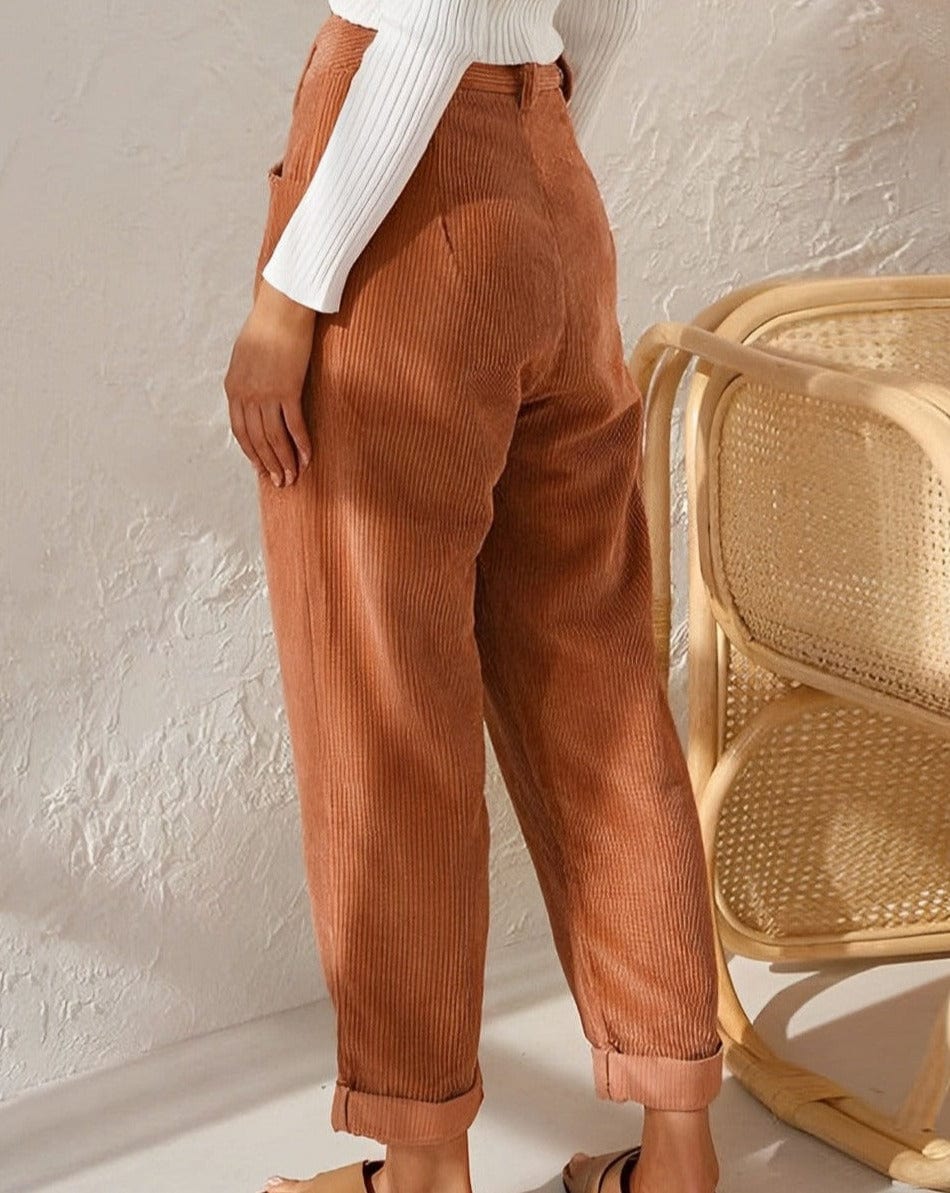 Isla | Chic Brown Corduroy Trousers - ginlerie 5