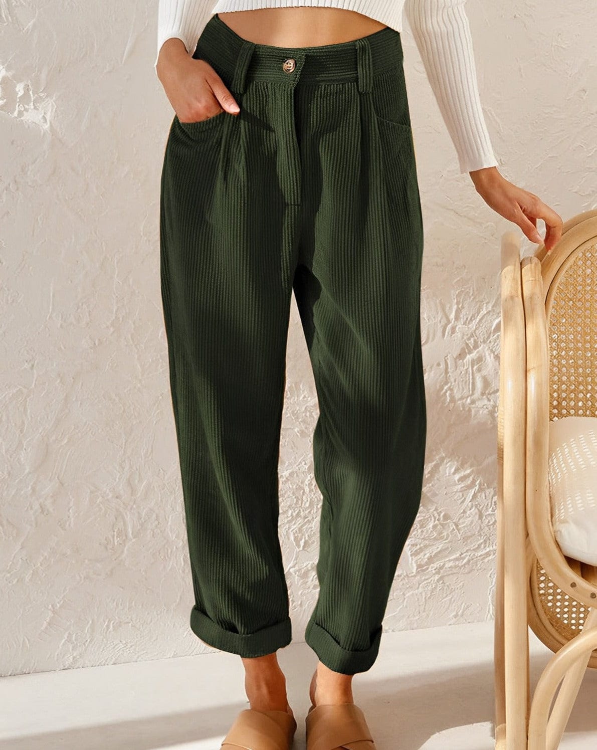 Isla | Chic Brown Corduroy Trousers - ginlerie 6