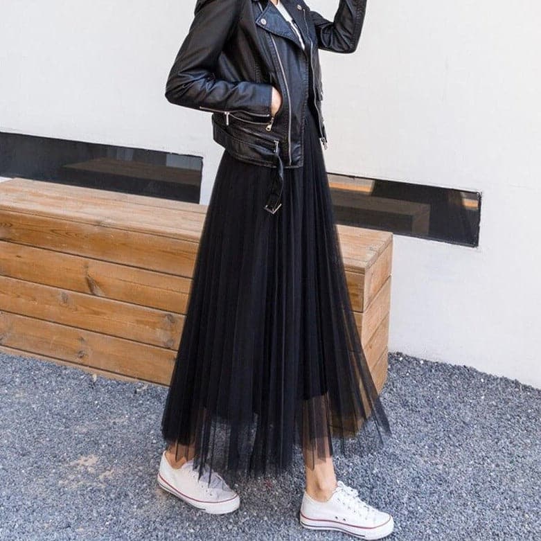 Isla | Elegant Black Tulle Skirt - ginlerie 0