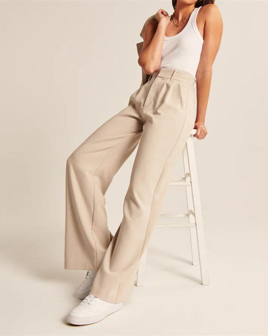 Isla | Elegant High-Waisted Linen Wide-Leg Trousers - ginlerie 2