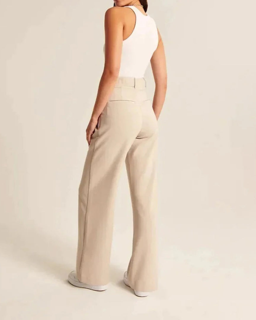 Isla | Elegant High-Waisted Linen Wide-Leg Trousers - ginlerie 7