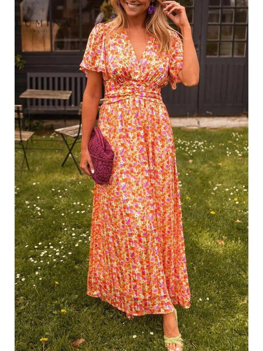 Isla | V-Neck Floral Maxi Dress - ginlerie 0
