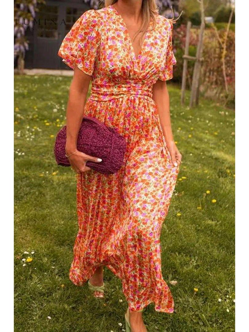 Isla | V-Neck Floral Maxi Dress - ginlerie 2
