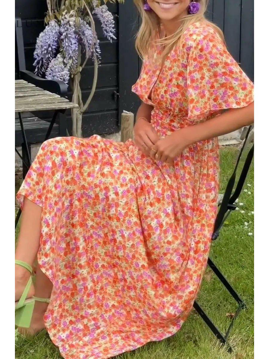 Isla | V-Neck Floral Maxi Dress - ginlerie 3
