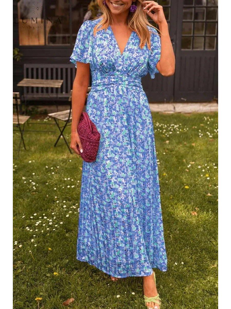Isla | V-Neck Floral Maxi Dress - ginlerie 4