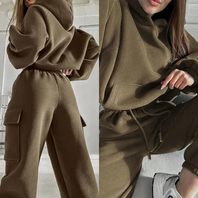 Jade | Cargo Pocket Hoodie and Sweatpants Set - ginlerie 3