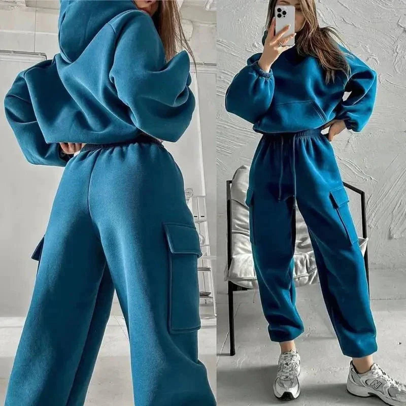 Jade | Cargo Pocket Hoodie and Sweatpants Set - ginlerie 4