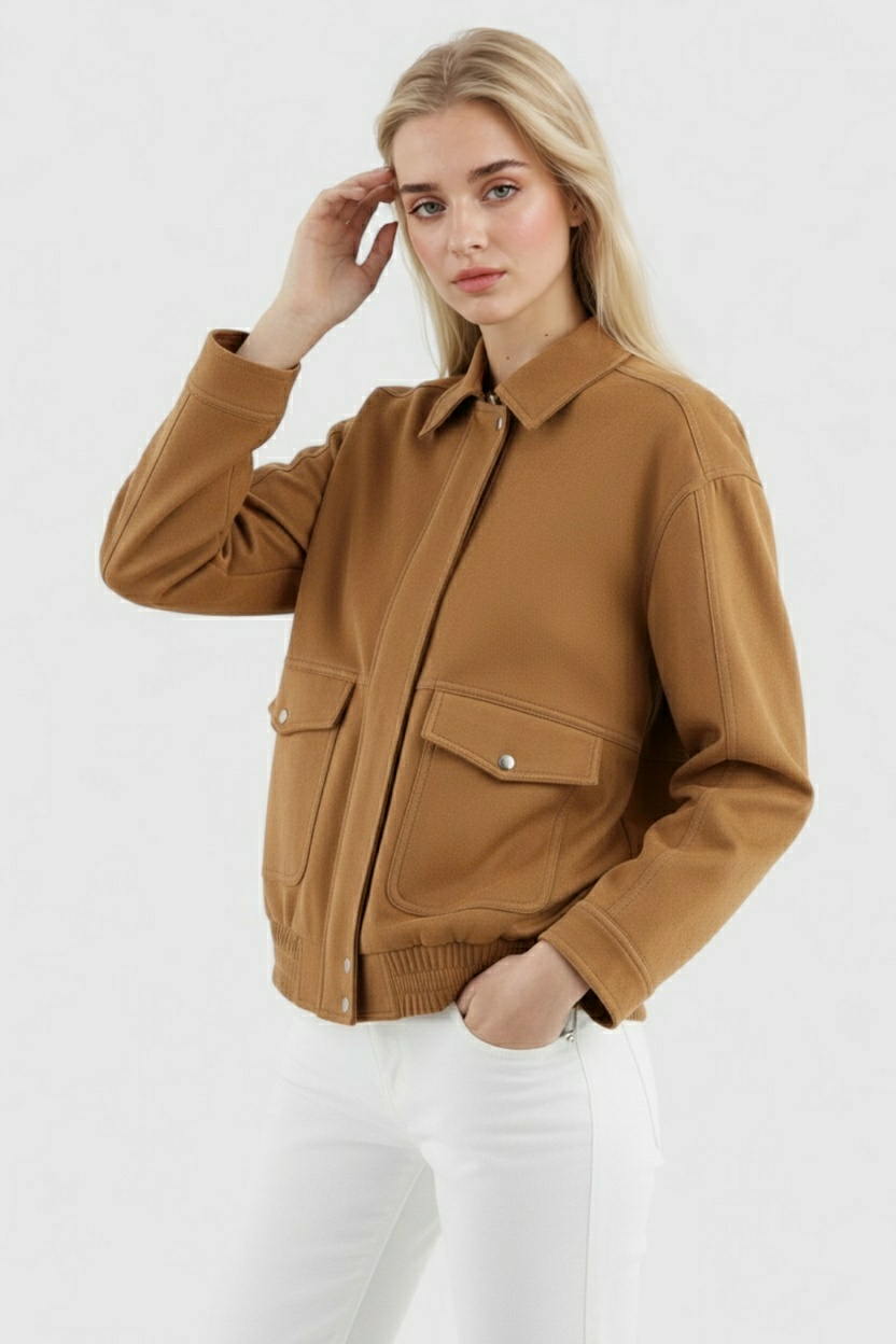Kira | Brown Suede Bomber Jacket - ginlerie 3