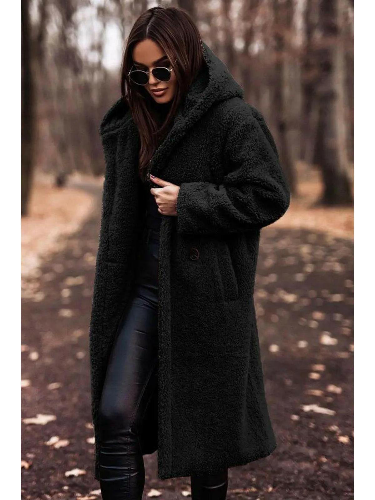 Knee-Length Winter Coat with Hood for Women – Elegant and Cozy Outerwear for Cold Weather 2
