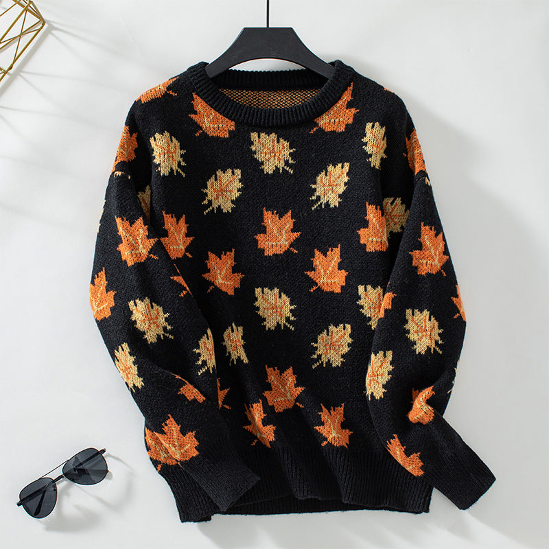 Luna | Autumn Leaf Knit Sweater - ginlerie 3